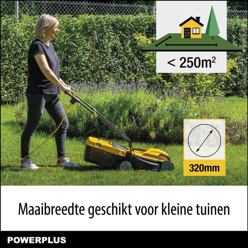 Powerplus - POWEG62203 - Elektrische Grasmaaier - 320 mm Ø - 1000 W