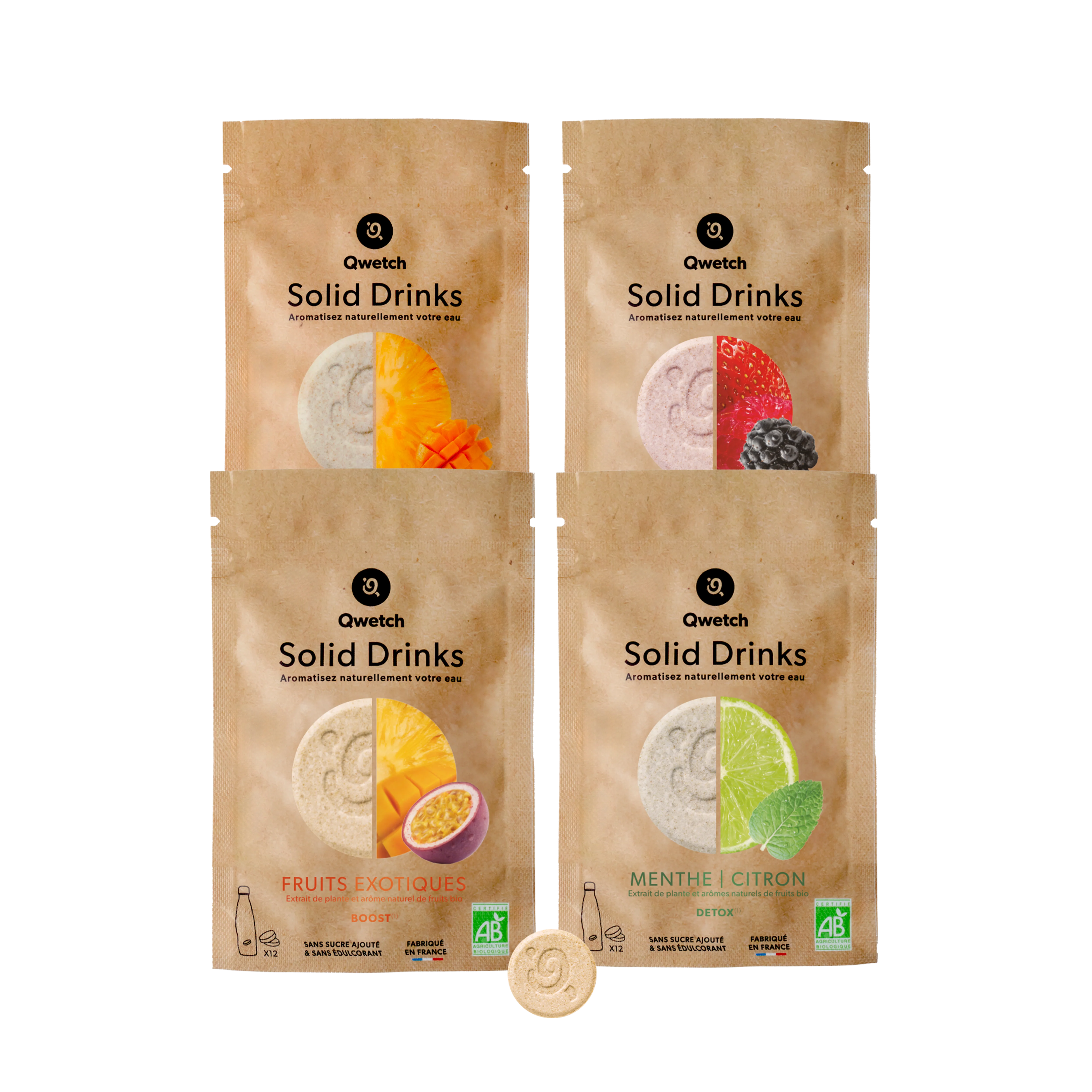 Kit Découverte Solid Drinks 4 saveurs bio - Qwetch