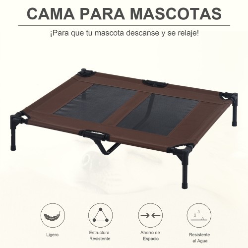 Cama elevada para cães PawHut, marrom