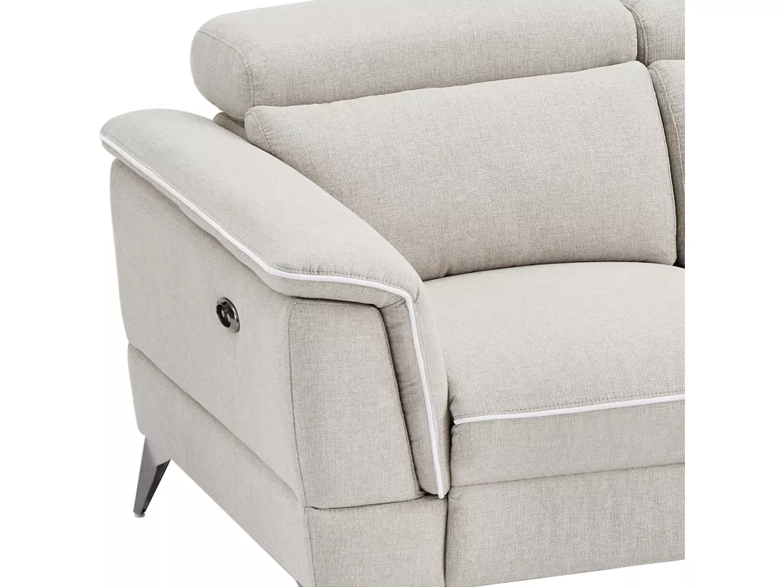 Canapés 3 places et 2 places relax électrique en tissu beige MACARI