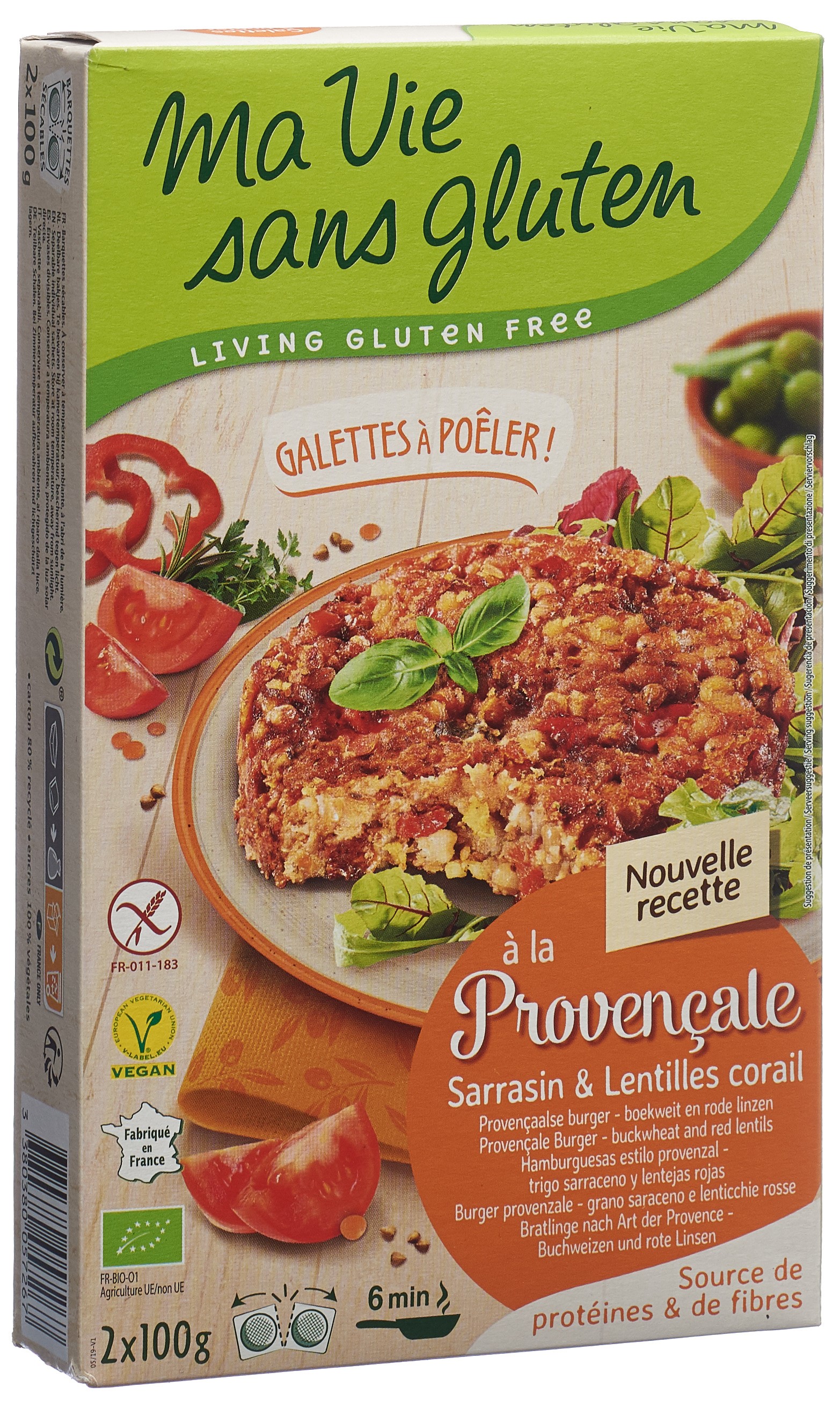 Ma Vie Sans Gluten Bratlinge<br>2 × 100 g, Tomaten-Rote Linsen