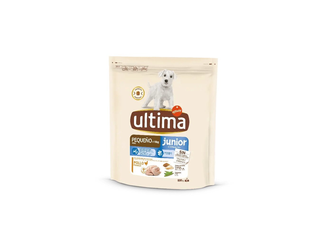 RAÇÃO PARA CÃO ULTIMA JÚNIOR MINI COM FRANGO E ARROZ 800G