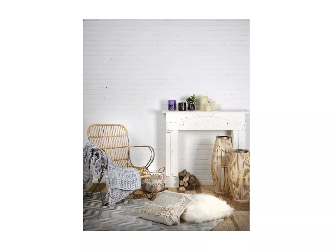 Fauteuil en métal et rotin naturel