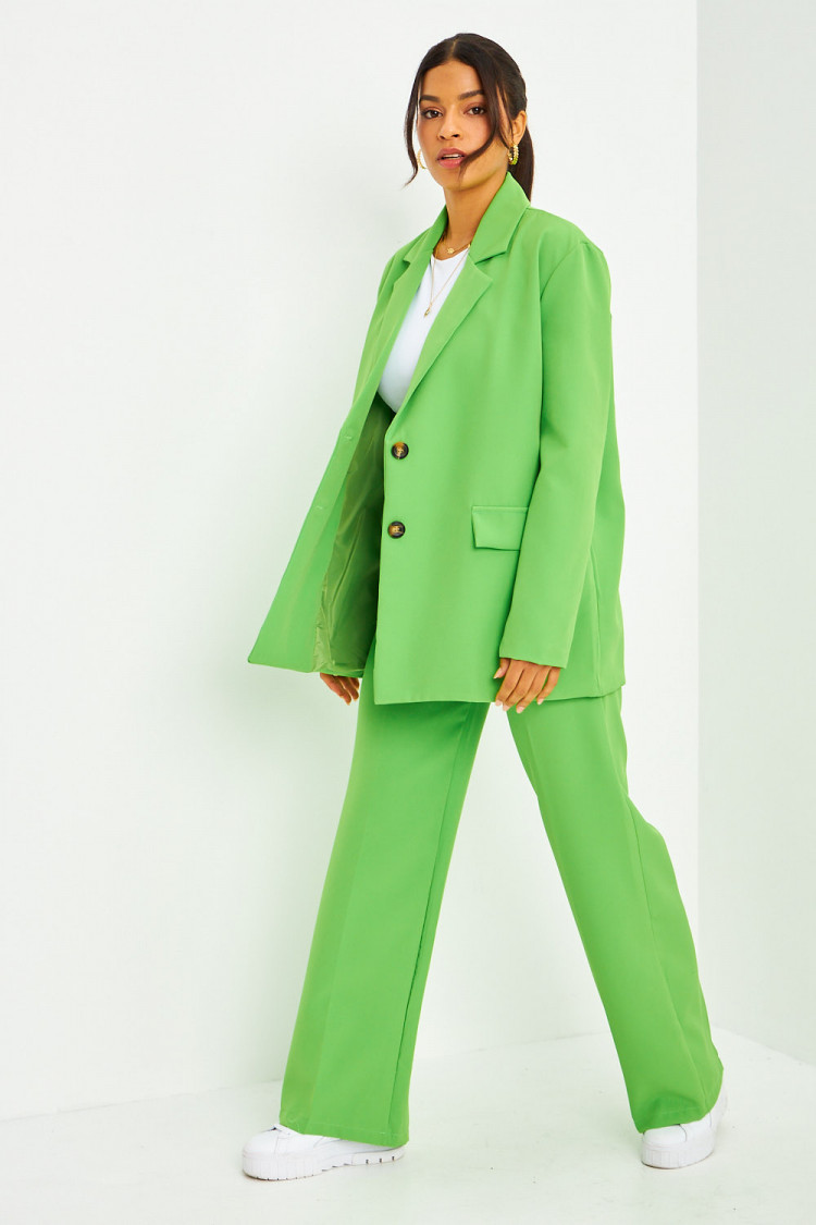 Ensemble 2 pièces blazer + pantalon de tailleur oversize vert