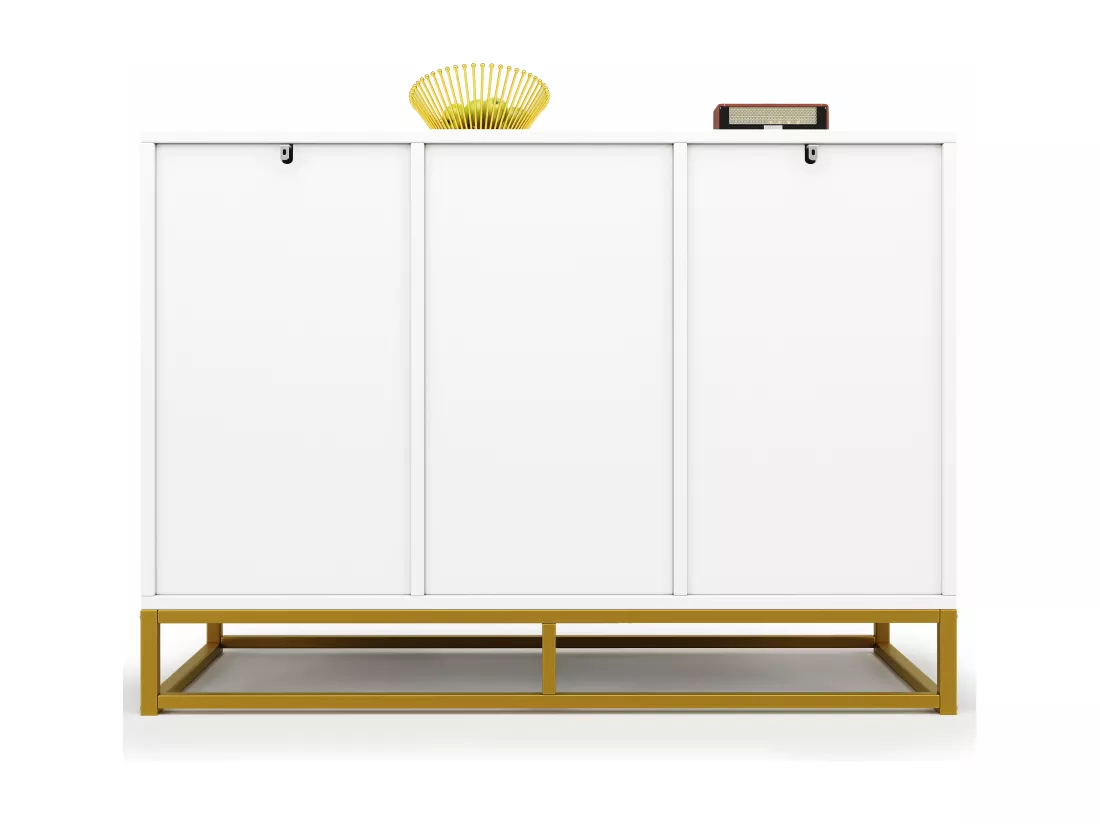 Buffet moderne 120×40×85 cm - 3 portes avec étagères réglables - Blanc
