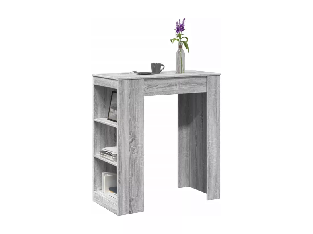 Table de bar avec étagères sonoma gris bois d'ingénierie