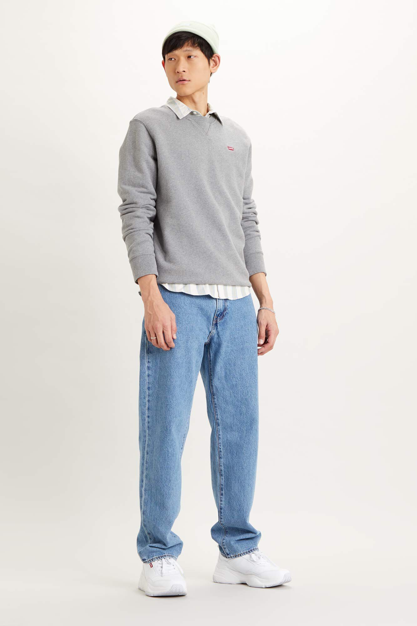 Moletom Levi's® de gola redonda em tecido fleece - Cinza