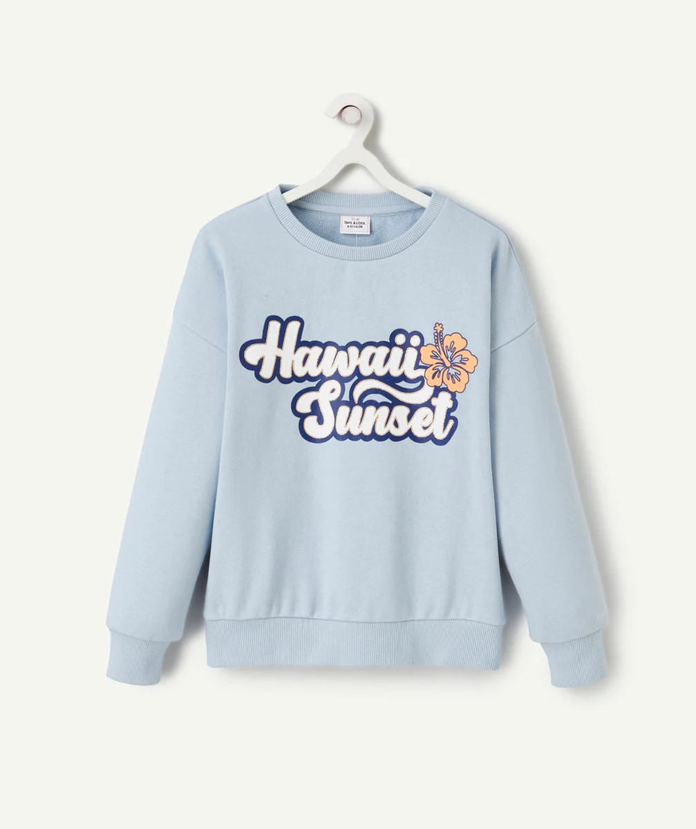 SWEAT FILLE BLEU AVEC MESSAGE ET DÉTAILS COULEUR DORÉE