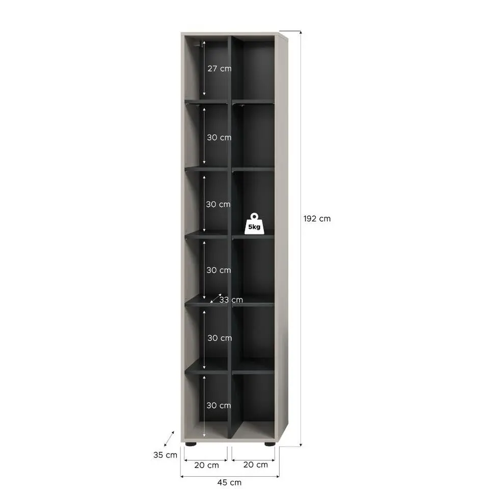 Hioshop Noida wandkast 12 vakken kasjmier decor