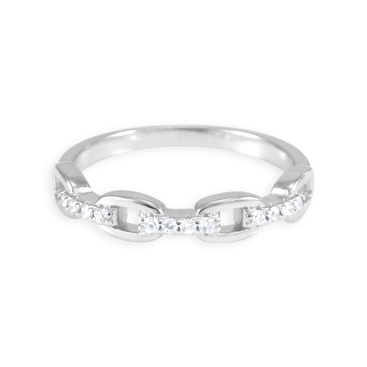 Bague en argent 925 rhodié avec oxydes de zirconium