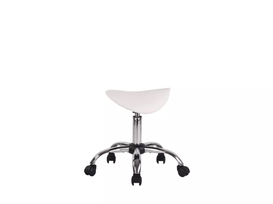 Tabouret - Similicuir & Métal chromé - Blanc - Augsburg