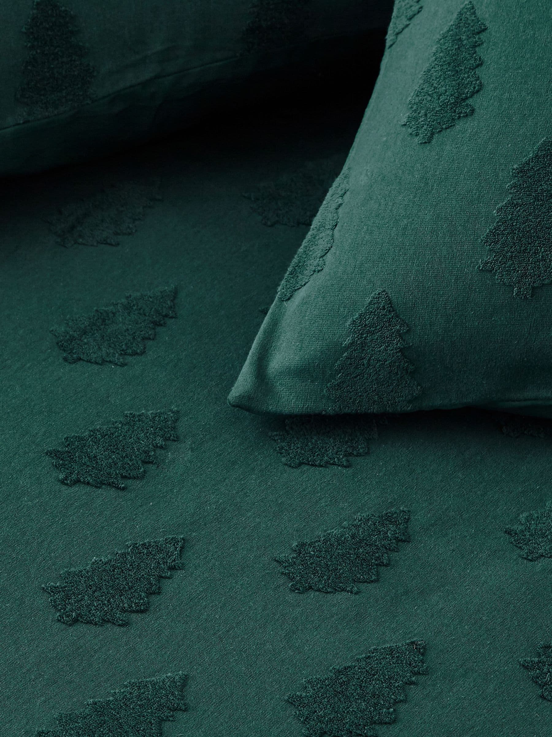 Furn Pine Tufted Tree Feestelijke kerstdekbedovertrek en kussensloopset van 100% katoen