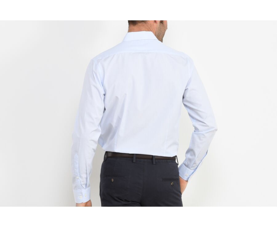 Chemise coton blanche carreaux fins bleus - BONIFACE