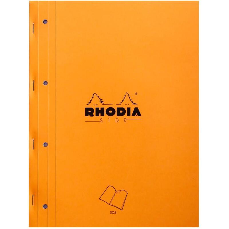 Bloc agrafé côté Side A4 80 feuilles petits carreaux 5/5 80 g. - Orange