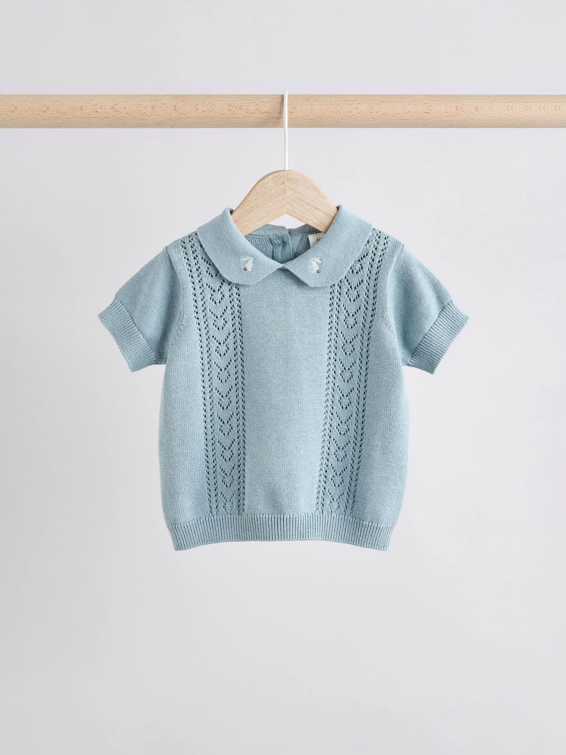 Blauw - Gebreide top- en shortset (0 mnd-2 jr)