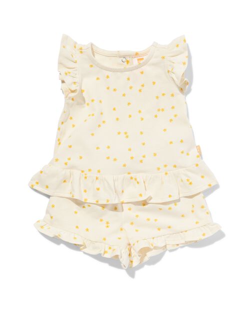 ensemble de vêtements t-shirt et short nouveau-né fleurs jaune pâle