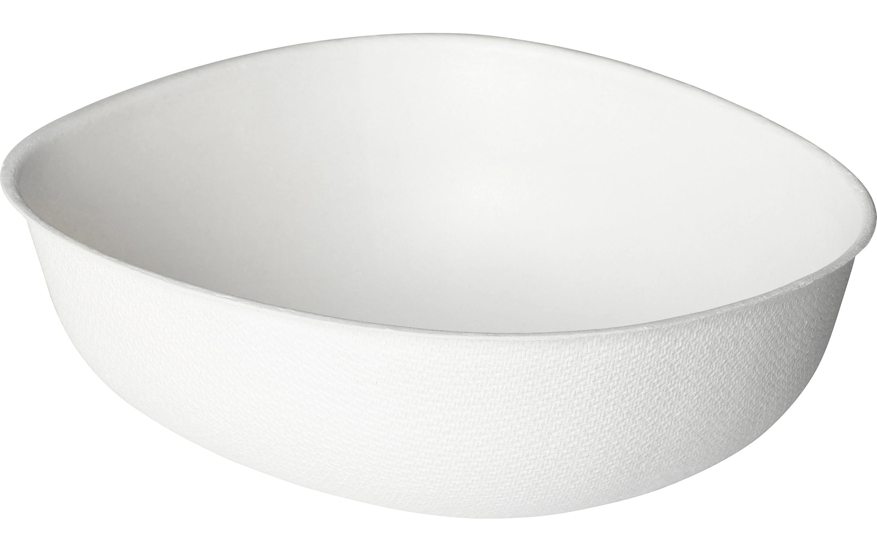 Einweg-Schale Pebble 500 ml Weiss ungeteilt, 50 StückBagasse Schale