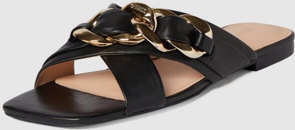 Guess Stijlvolle Leren Slipper met Vierkante Neus Black Dames