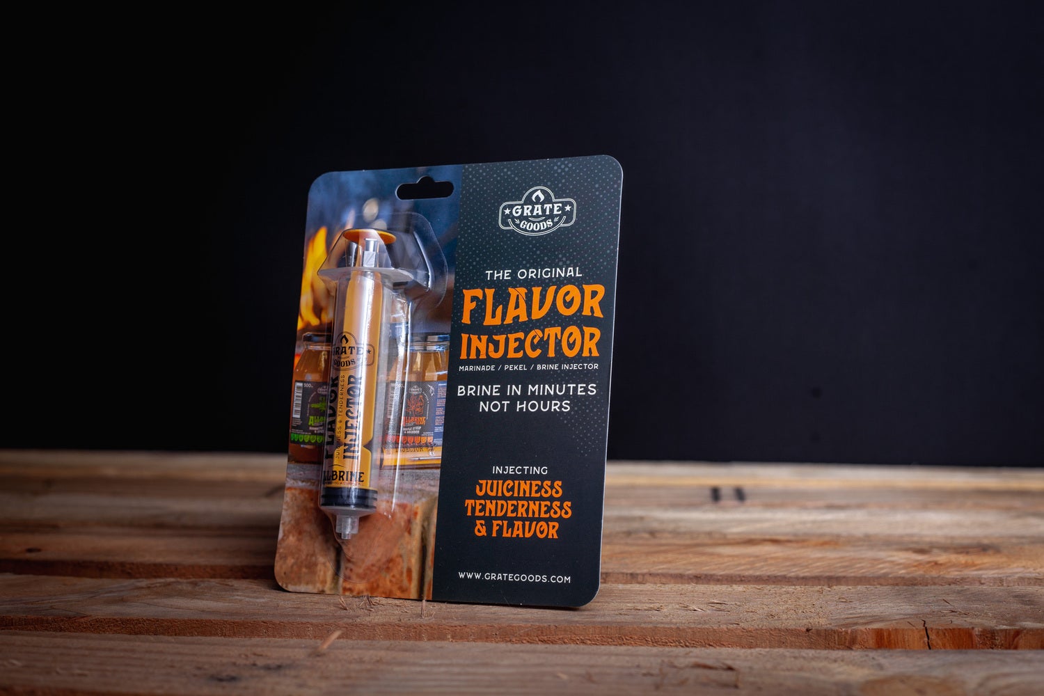 Grate Goods injectiespuit met marinade Allbrine ready aromatic herbs & spices