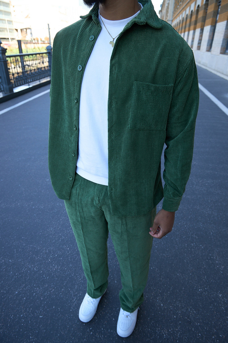 Ensemble chemise + pantalon large vert