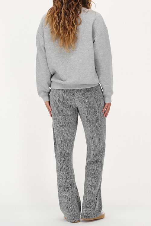 Zilverkleurige wide leg broek met strass steentjes