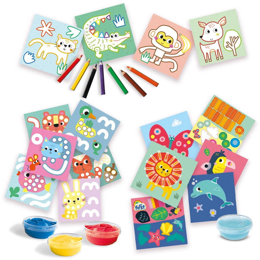 SES Creative® My first 3-in-1 Fingerfarben, Ausmalen und Formen kleben