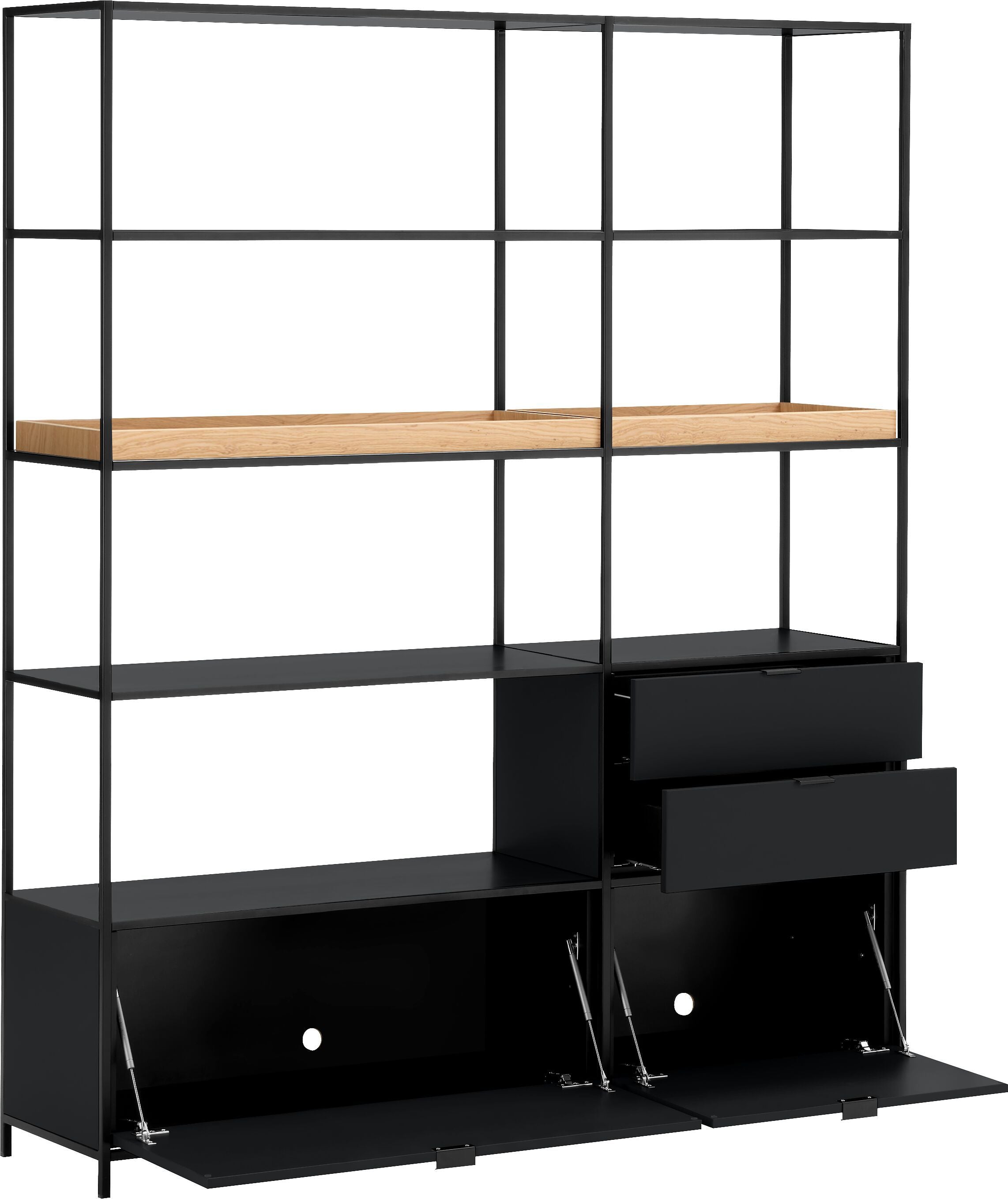 SEVEN Regal - Anthrazit/Eiche / B: 154.8 cm x T: 39.0 cm x H: 189.0 cm
