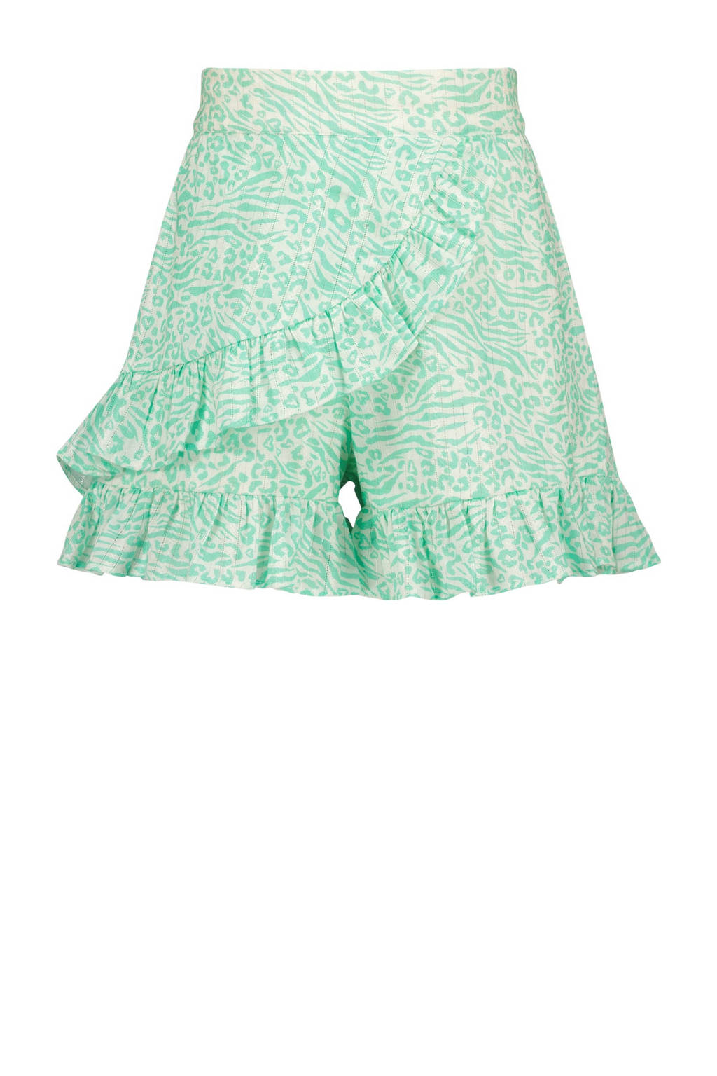 Vingino skort Rianna met all over print en volant mintgroen/wit