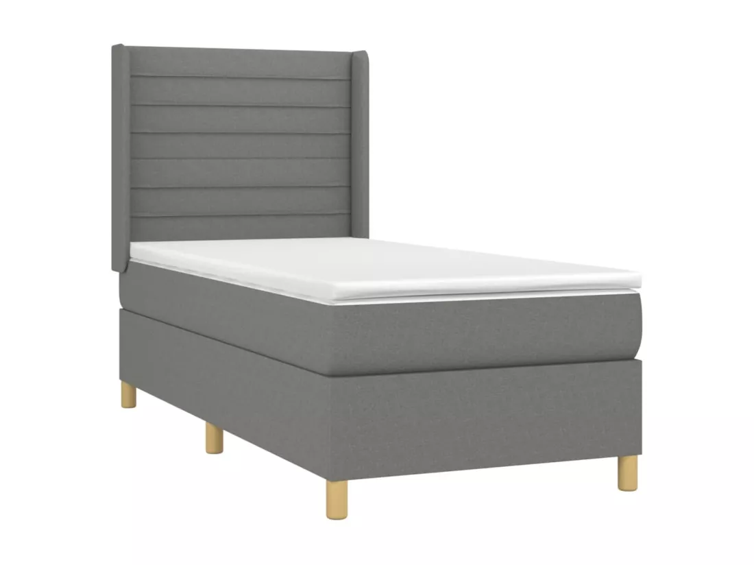 Sommier tapissier avec matelas et LED Gris foncé 90x190cm Tissu