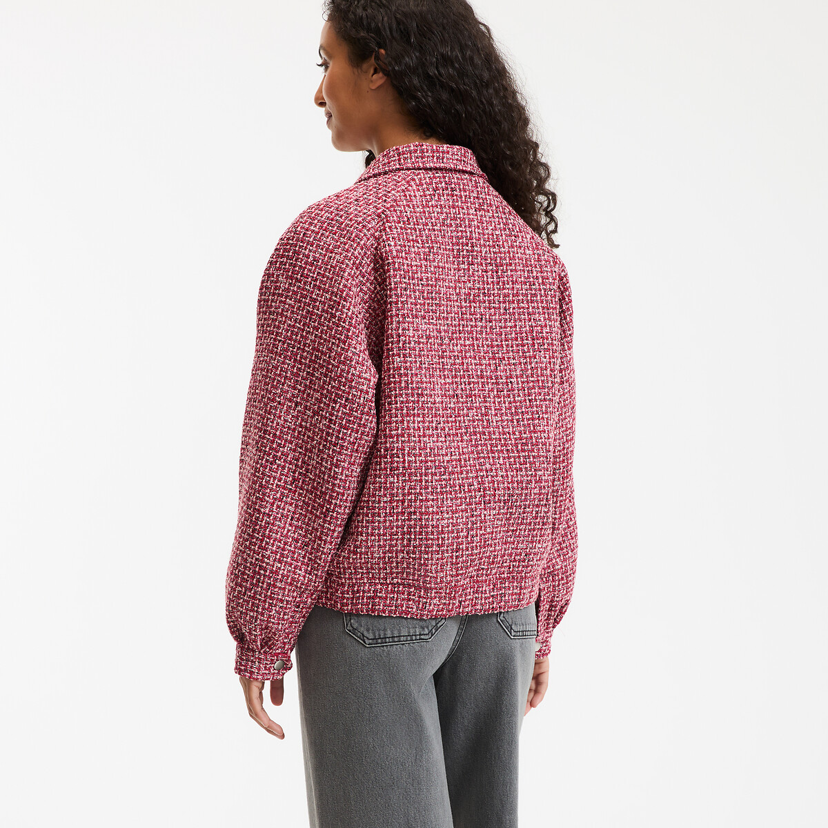 LA REDOUTE COLLECTIONS<br>Jaqueta bomber curta, modelo oversized, tweed