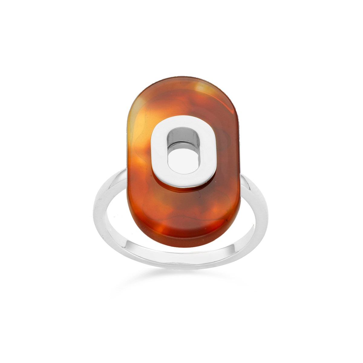 Bague En Argent Ovale Acétate Marron
