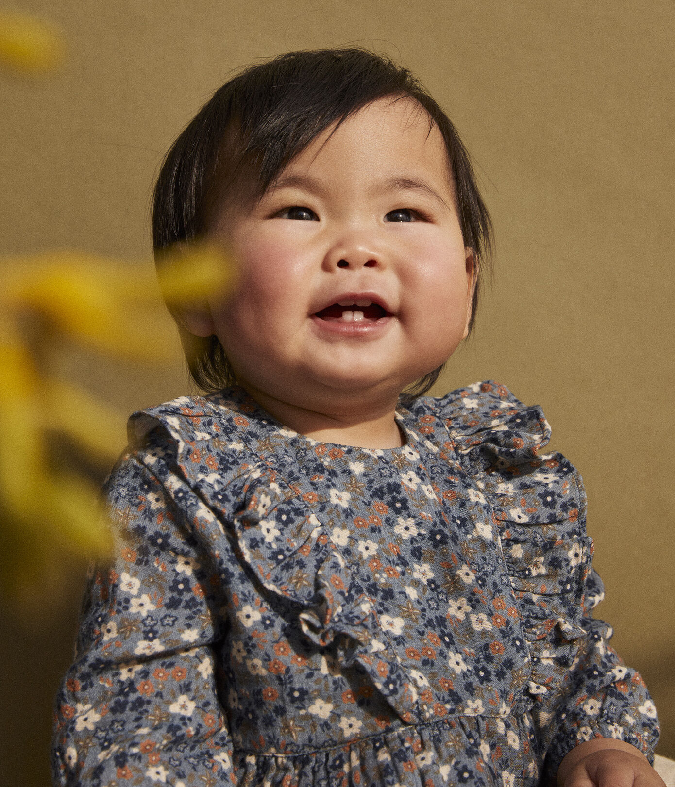 Robe manches longues bébé en gaze de coton imprimée