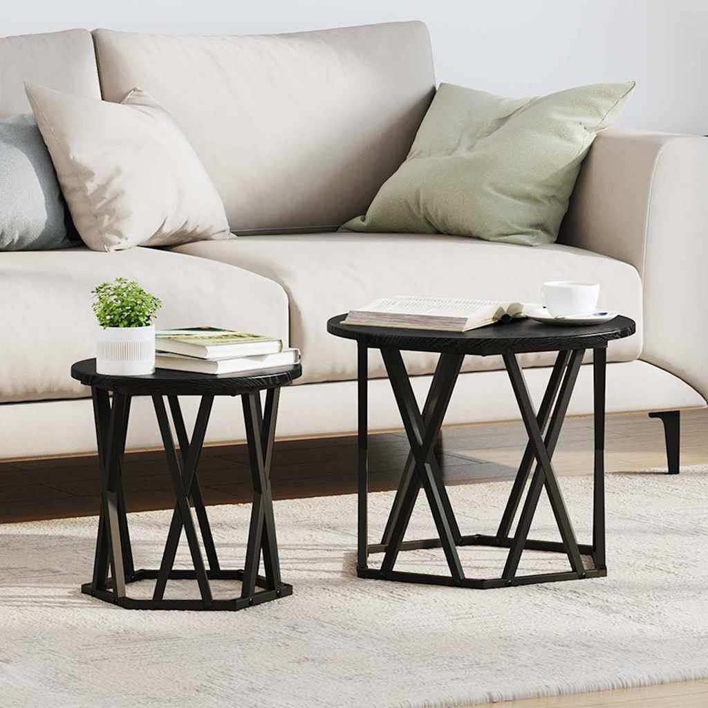 vidaXL Bijzettafel 2 st zwart eiken 50 x 50 x 40 cm