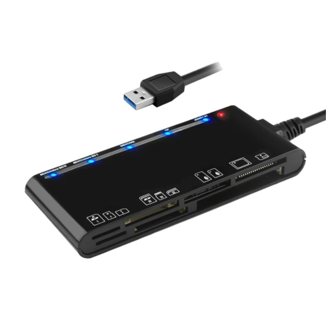 7in1 USB 3.0 Kartenlesegerät Card Reader 2x SD / 2x microSD / M2 / CF / XD - Schwarz