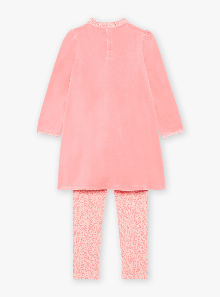 Pyjama deux pièces rose en velours avec sirènes