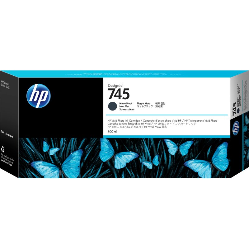 HP Cartouche d'encre DesignJet 745 noir mat, 300 ml
