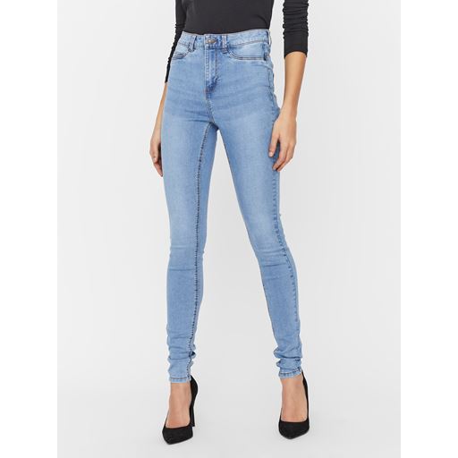 Noisy May Callie Højtaljede Skinny Jeans, Light Blue Denim, W31/L32