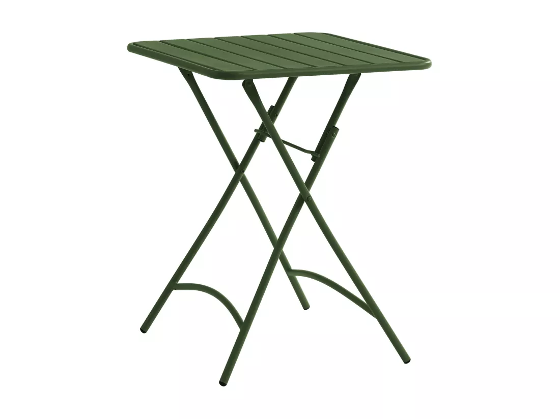 Salle à manger de jardin pliante en métal - une table L.60 cm et 2 chaises pliantes - Kaki - MIRMANDE de MYLIA