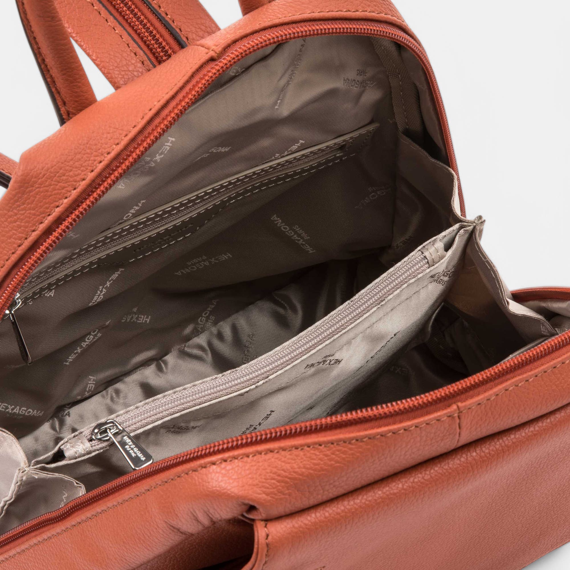 Sac à dos en cuir orange