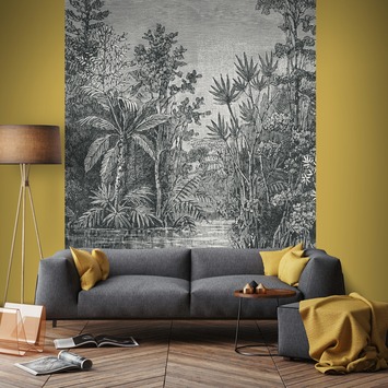 Fotobehang Jungle zwart - wit (105411)