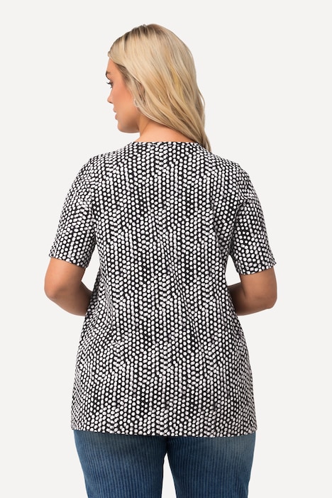 T-Shirt, Zierfalten, A-Linie, V-Ausschnitt, Halbarm