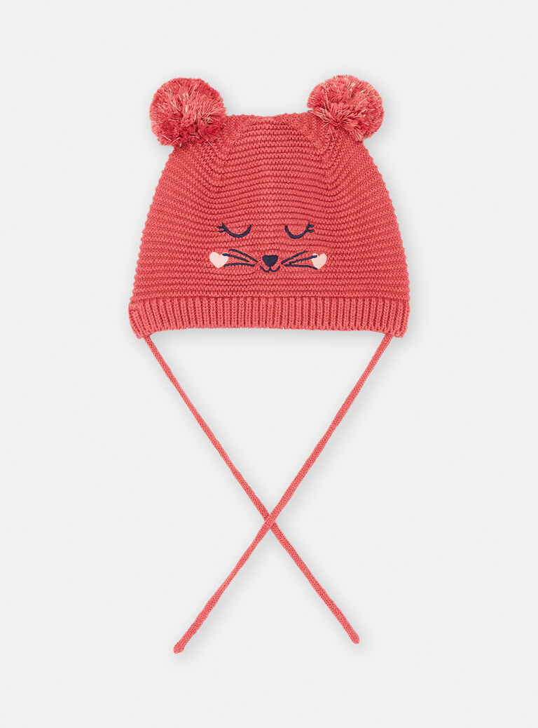 Bonnet rose à motif souris pour bébé fille
