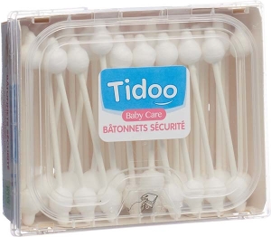 TIDOO Wattestäbchen Bio Box, 50 Stück
