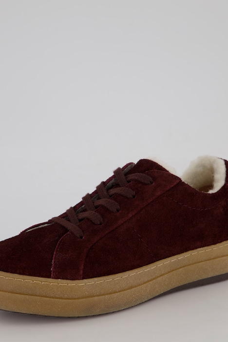 Leder-Sneaker, Wollfutter, Veloursleder, Weite H