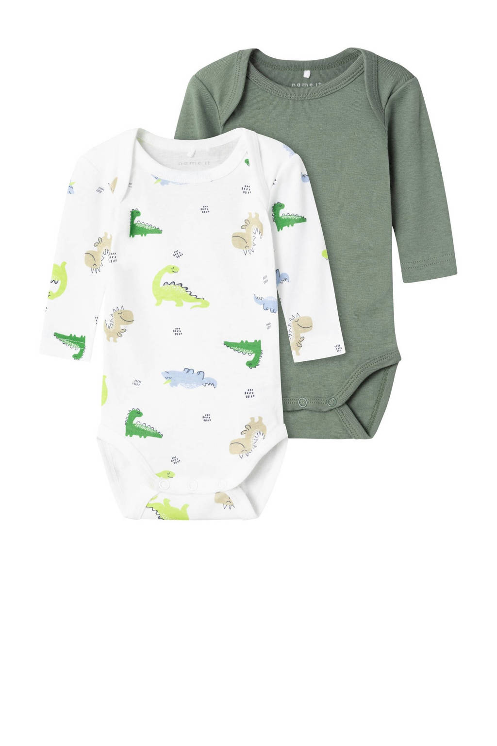 NAME IT romper NBMBODY - set van 2 groen/wit