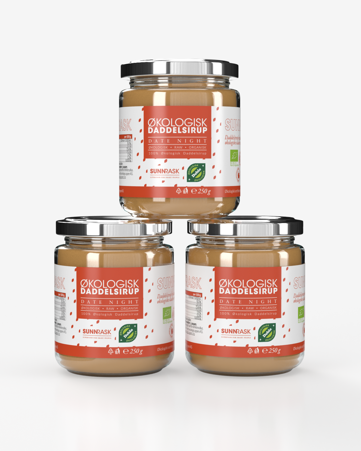 SunnRask Økologisk Daddelsirup 3x300g - TREPAKNING!