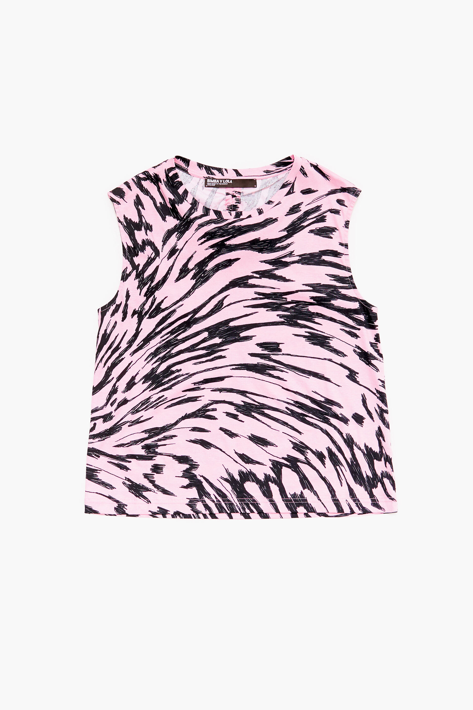 Camiseta de algodão bicolor rosa com estampa de asa de borboleta