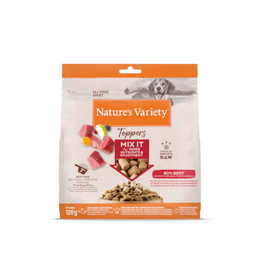 Carne bovina liofilizada Nature's Variety Toppers para cães