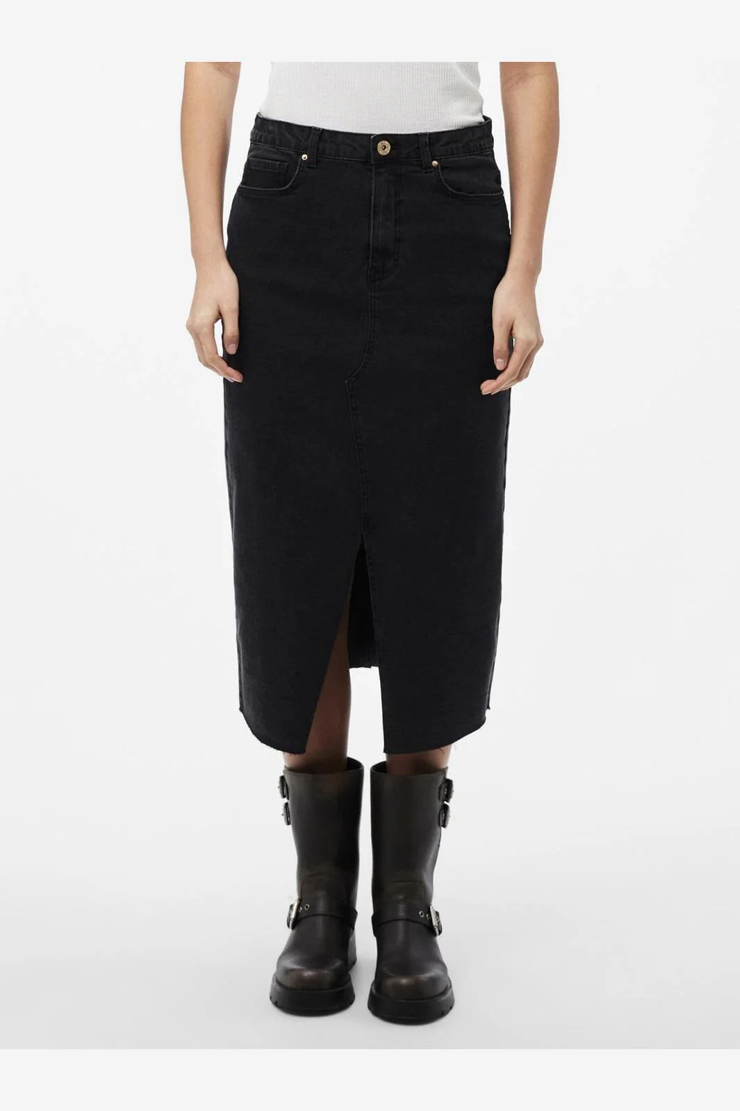 Pieces Pcjessie Denim Midi Skirt 4560724 black