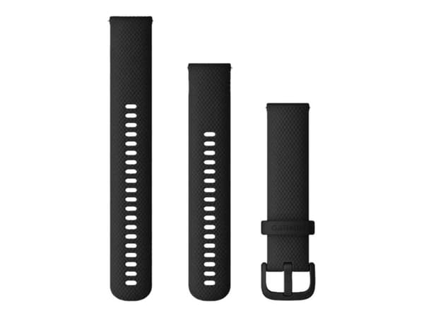Garmin - Bånd for smart armbåndsur - 125 - 218 mm - svart - for Forerunner 245, 55; Venu Sq, Sq Music Edition; vívoactive 3; vívomove 3, Luxe, Style